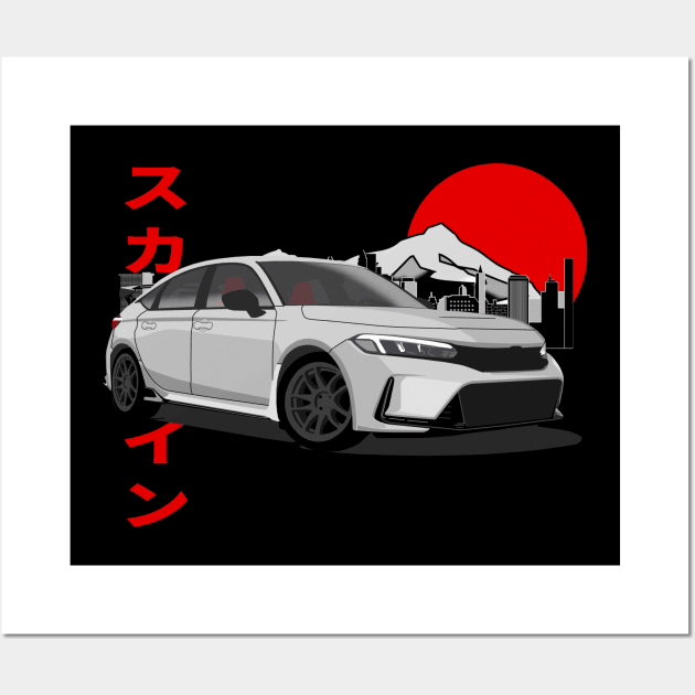 Honda Civic fl5 Retro Style Wall Art by Rebellion Store